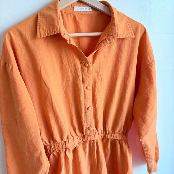 12th tribe orange long sleeve cotton romper size small - Picture 3 of 7